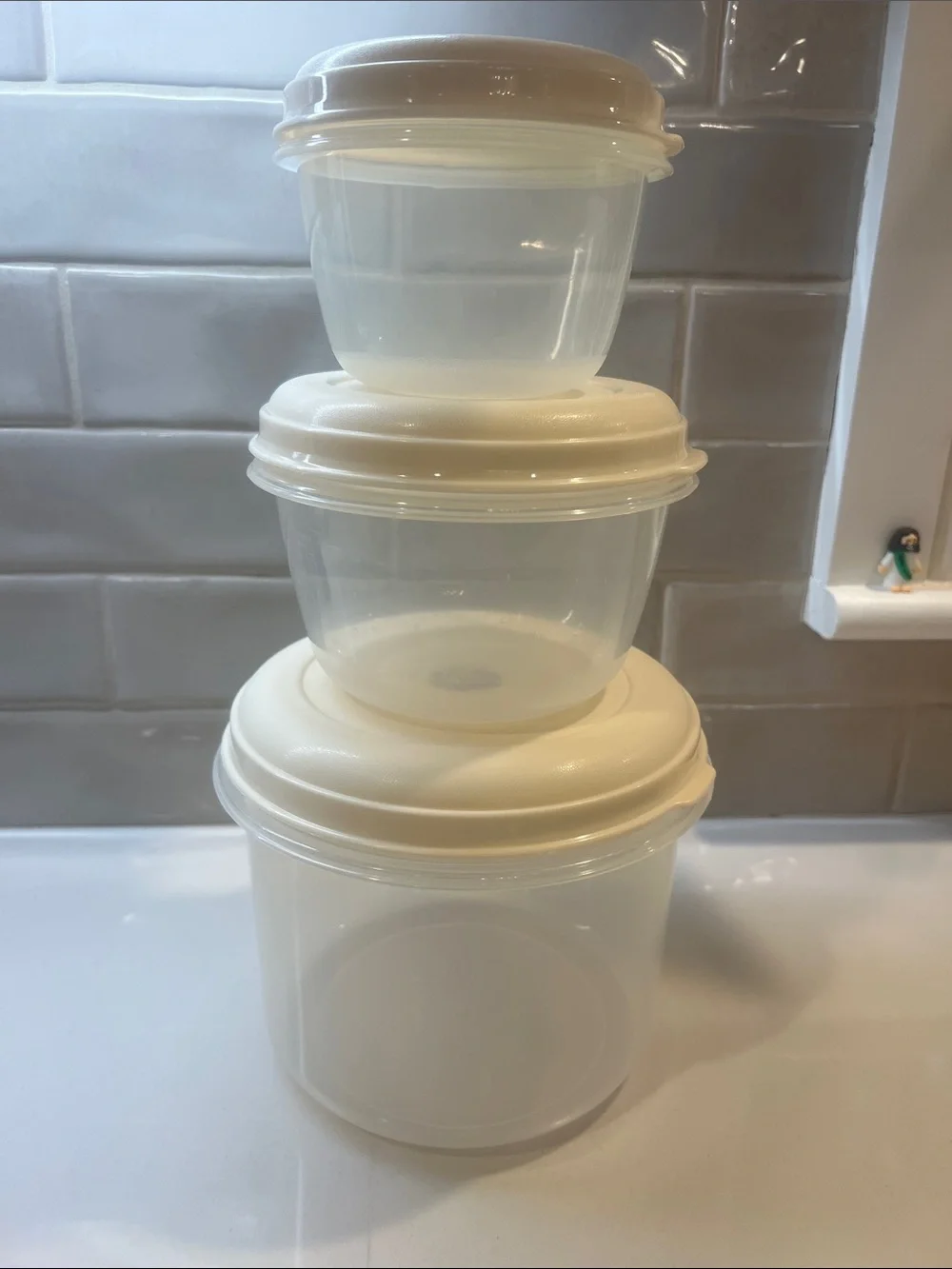 Rubbermaid Vintage 80's Cream Stackable Food Storage Container Set with Lids